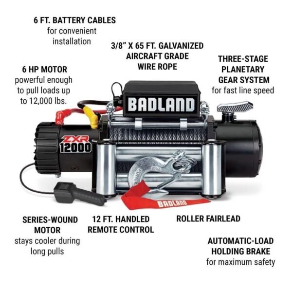 Badland Zxr 12,000 lb. Winch with Wire Rope - Image 2