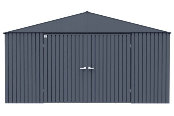 Arrow Shed Elite 14′ x 16′ Outdoor Lockable Gable Roof Steel Storage Shed Building, Anthracite - Image 2