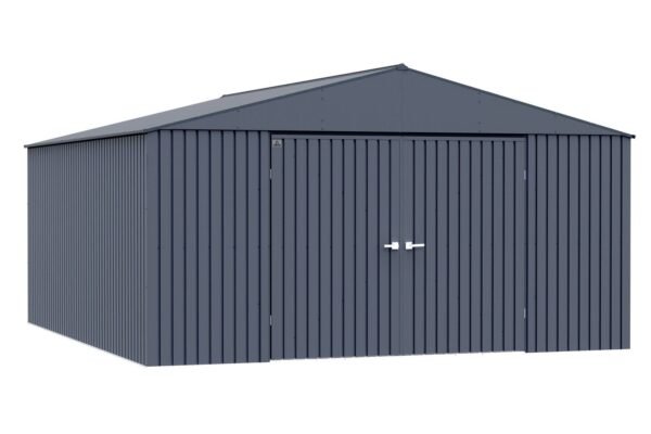 Arrow Shed Elite 14′ x 16′ Outdoor Lockable Gable Roof Steel Storage Shed Building, Anthracite