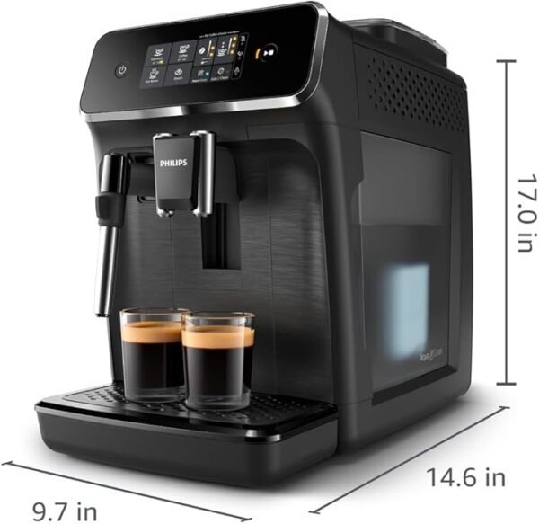 2200 Series Fully Automatic Espresso Machine, Classic Milk Frother, 2 Coffee Varieties, Intuitive Touch Display, 100% Ceramic Grinder, AquaClean Filter, Aroma Seal, Black (EP2220/14) - Image 2