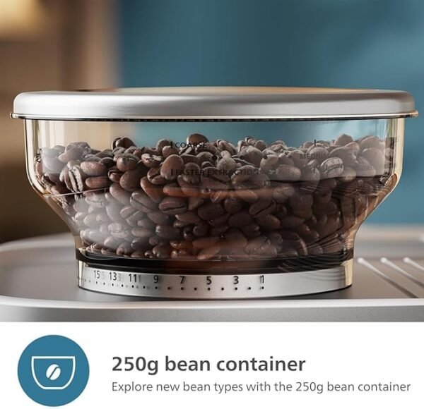 Barista Brew Semi Automatic Espresso Machine - Single & Double Espresso + Americano Button, 250g Bean Container, Intuitive Guidance, Calibrated Tamping, Metal Silver (PSA3218/01) - Image 4