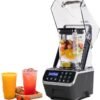 Professional Commercial Blender 2200W 1.58QT 51OZ Quiet Blender Brushless Motors Commercial Smoothies, Frozen Drinks, Self-Cleaning Silver Grey