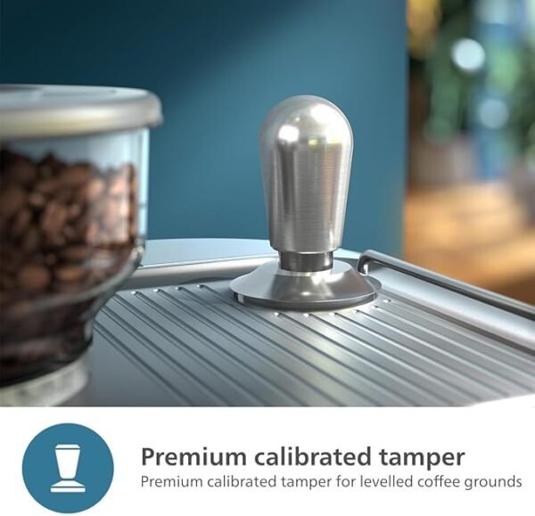 Barista Brew Semi Automatic Espresso Machine - Single & Double Espresso + Americano Button, 250g Bean Container, Intuitive Guidance, Calibrated Tamping, Metal Silver (PSA3218/01) - Image 5