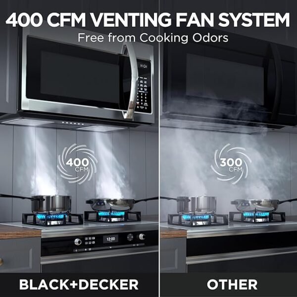 EM044KB19 Over The Range Microwave Oven with One Touch, 1000 Watts, 400 CFM and Sensor Cooking, OTR 1.9 Cu.ft - Image 3