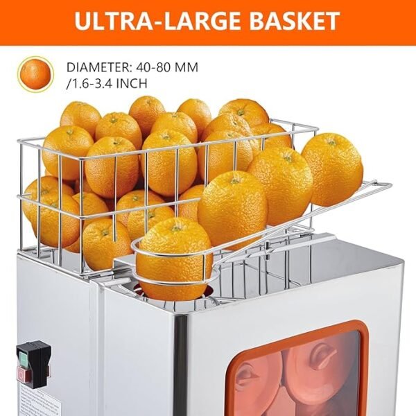 Commercial Juicer Machine, 110V 120W Orange Squeezer for 22-30 per Minute, SUS 304 Tank Stainless Sugar Cane Juicer Machine for Lemon, Sugar Cane, Orange - Image 2