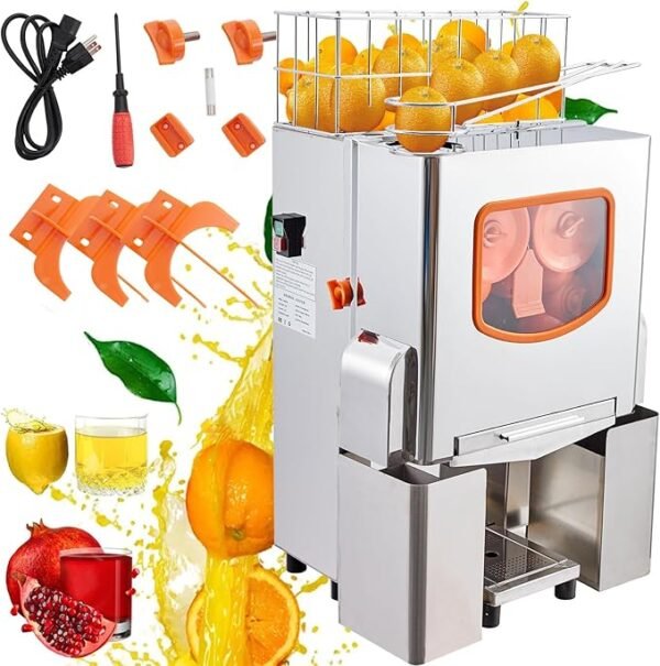 Commercial Juicer Machine, 110V 120W Orange Squeezer for 22-30 per Minute, SUS 304 Tank Stainless Sugar Cane Juicer Machine for Lemon, Sugar Cane, Orange - Image 6