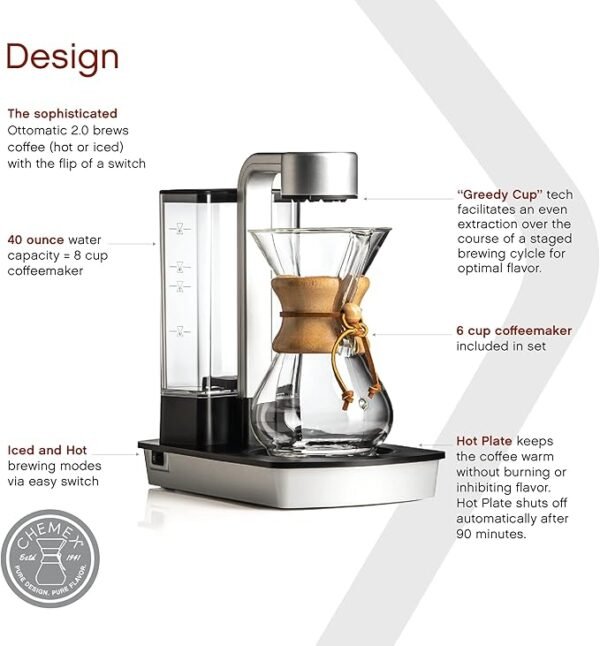 Ottomatic Coffeemaker Set - 40 oz. Capacity - Includes 6 Cup Coffeemaker - Image 3
