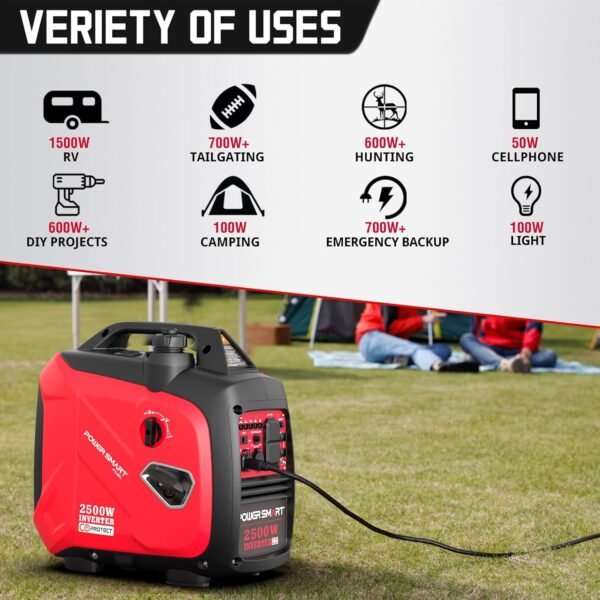 2500-Watt Gas Powered Portable Inverter Generator, Super Quiet for Camping, Tailgating, Home Emergency Use, EPA Compliant 2024 Version - Image 4