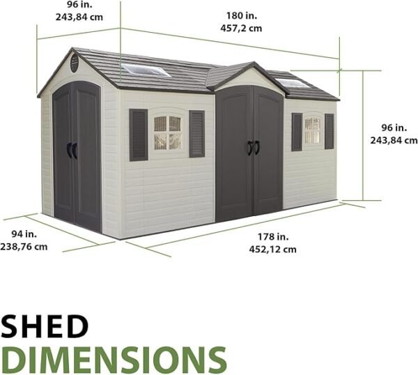 60079 Outdoor Storage Dual Entry Shed, 15 x 8 ft, Desert Sand - Image 2