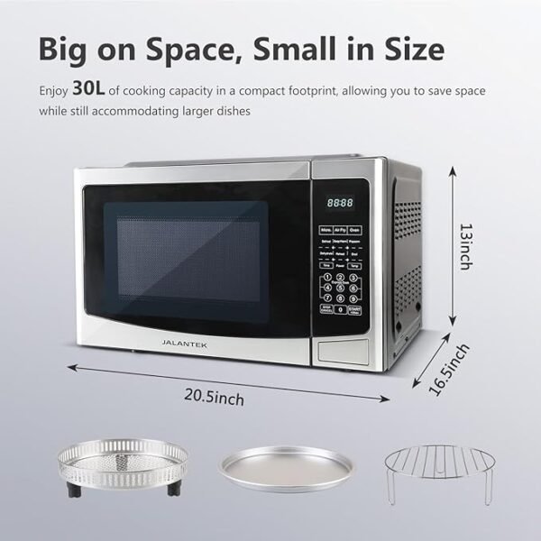 4-in-1 Microwave Oven with Healthy Air Fry, Toaster Oven, Dehydrator, 1.2 Cu.ft/30L with Easy Clean Interior, Stainless steel - Image 6