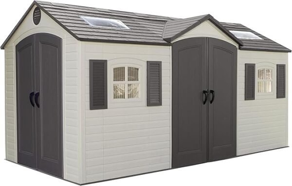 60079 Outdoor Storage Dual Entry Shed, 15 x 8 ft, Desert Sand