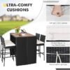 5 Pieces Rattan Outdoor Bar Set with Height Table & 4 Cushioned Bar Stools, Patio Bar Set Wicker Dining Set for Poolside Patio Backyard - Image 3