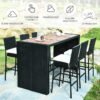 7 PCS Outdoor Wicker Furniture with Acacia Wood Bar Table Top and Removable Cushion, Conversation Set for Dining, Patios, Backyards, Porches, Gardens and Poolside (Black) - Image 5
