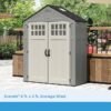 BMS6312D Everett 6' x 3' Heavy-Duty Resin Outdoor Pad-Lockable Double Doors and Windows All-Weather Shed for Yard Storage, Dove Gray - Image 5