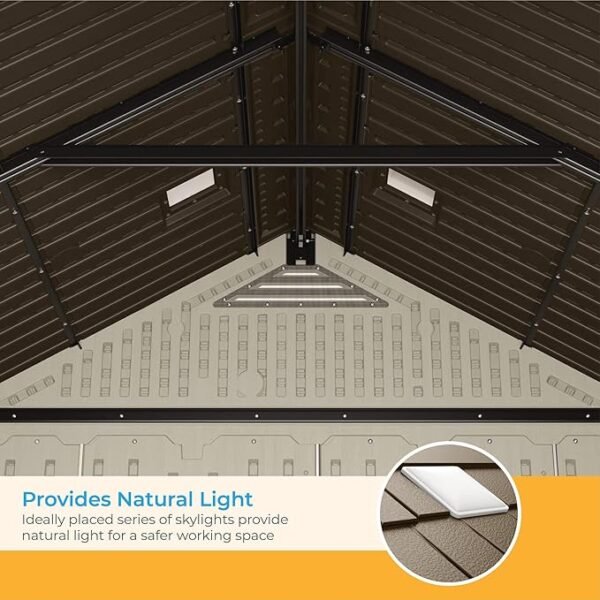 8' x 7' Heavy-Duty Resin Tremont Storage Shed with Reinforced Floor, Skylights for Natural Light, Lockable Double Doors, Cream - Image 2