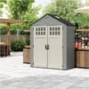 BMS6312D Everett 6' x 3' Heavy-Duty Resin Outdoor Pad-Lockable Double Doors and Windows All-Weather Shed for Yard Storage, Dove Gray - Image 3