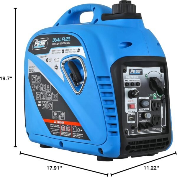 2,200W Portable Dual Fuel Quiet Inverter Generator with USB Outlet & Parallel Capability, CARB Compliant, PG2200BiS - Image 4