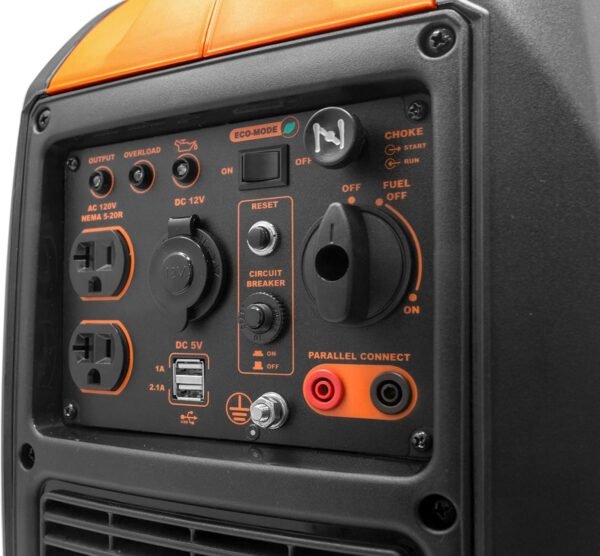 56203i Super Quiet 2000-Watt Portable Inverter Generator w/Fuel Shut Off, CARB Compliant, Ultra Lightweight, Black/Orange - Image 5