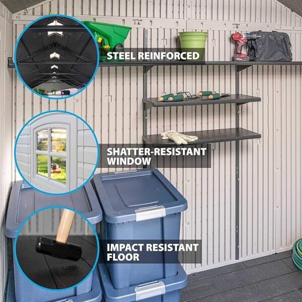 60075 8 x 15 Ft. Outdoor Storage Shed, Desert Sand - Image 4